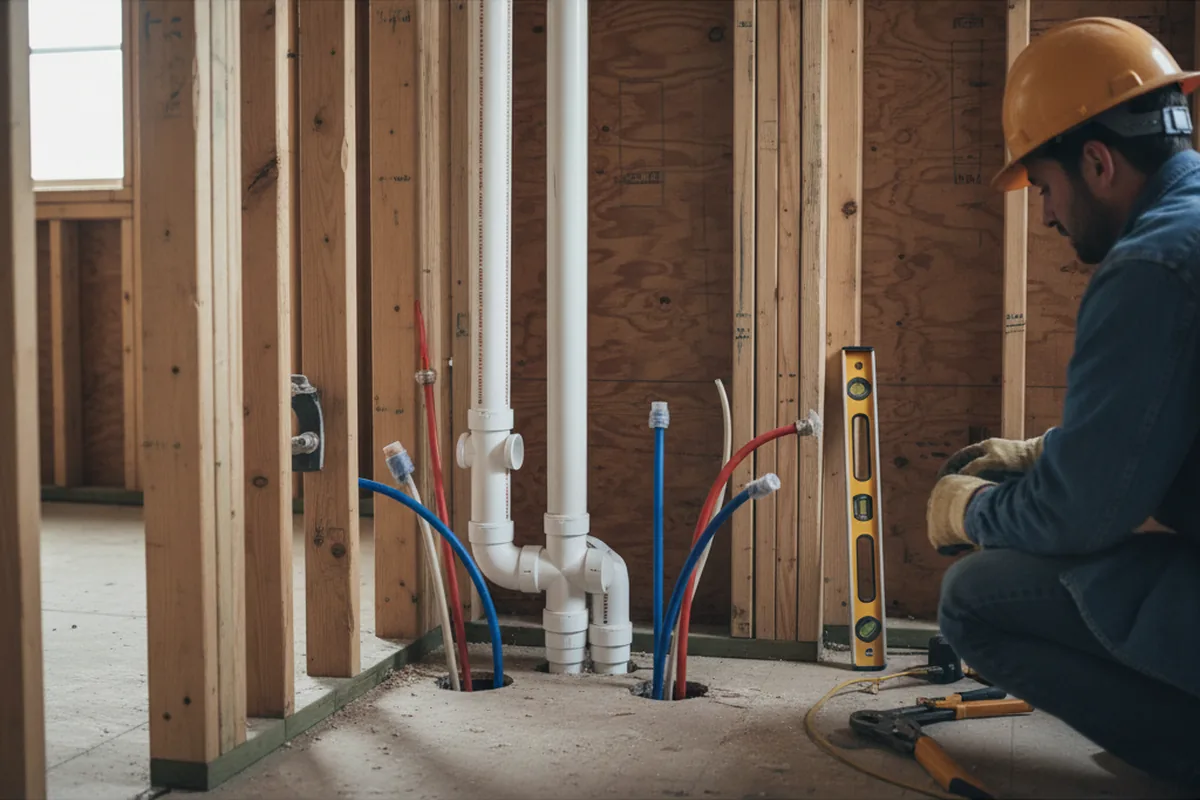 Drain and supply rough-in during Leak Detection in Loxahatchee