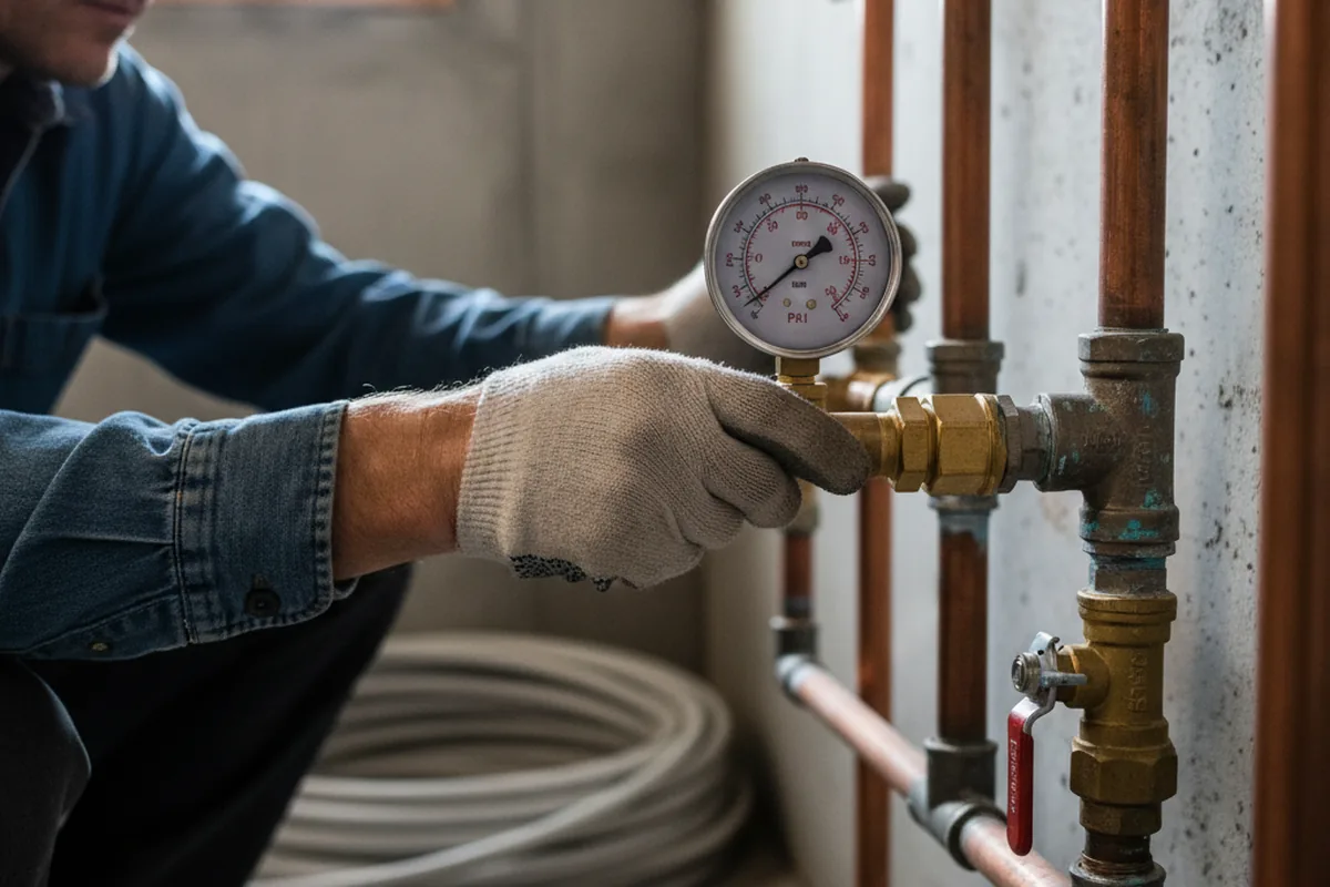Pressure testing a repaired line during Water Line Repair in Loxahatchee